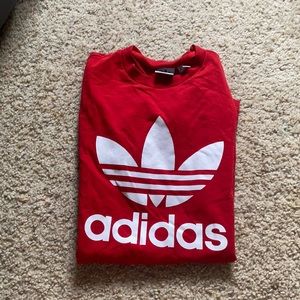 Red oversized adidas shirt